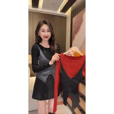 批发欧货<b class='q'>春</b>季新款假两件撞色吊带拼接针织衫毛衣女修身洋气百搭上衣潮