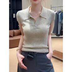 批发2026夏季新款女士时尚显瘦<b class='q'>短款</b>翻领T恤衫超好看休闲薄款短袖上衣