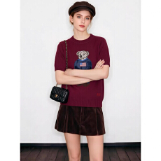 批发2026年春季新款洋气卡通提花短袖针织衫大码女装减龄显瘦气质上衣