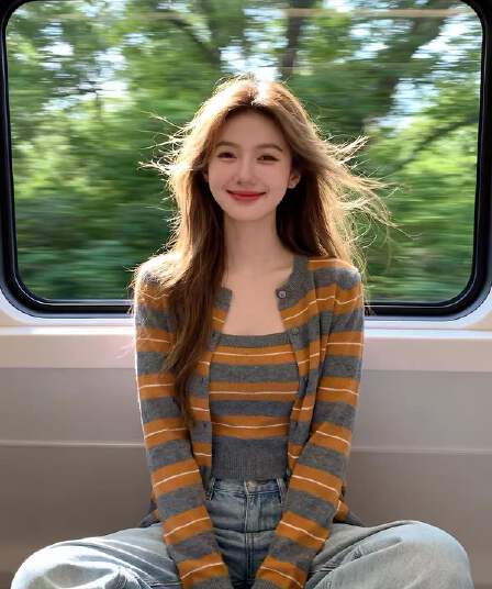 한 부서 주황색 스트라이프 스택 착용 니트 오픈 가디건 여성 조기 봄 디자인 센스 스웨터 코트 외부 가져 가라. 두 조각 스타일 맨위
