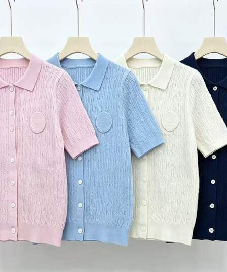 한 부서 달콤함 소녀 바람 패션 POLO 칼라 반팔 꽈배기 실크 아마 니트 스웨터 여성 몸매 가꾸기 슬림해 보이는 맨위