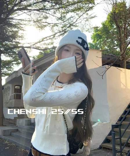 chen shi 우아함 너처럼 A 난초 짜다 라운드 넥 패치워크 색상 니트 스웨터 맨위 밑단 수 있습니다. 트임 스웨터