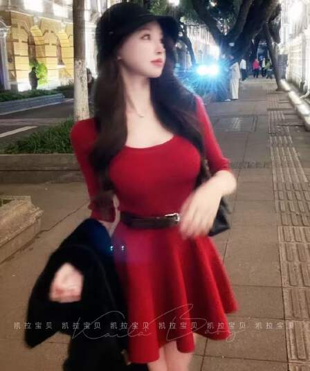 유명 샤오시엔 품격 명문 여성 빛 럭셔리 슬림해 보이는 패션 허리 수축 몸매 가꾸기 작은 대중 디자인 센스 긴팔 드레스