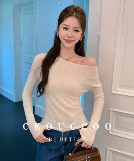 조밀 질감 약화 된 양모 니트 스웨터 여성 긴 소매 보트넥 생선뼈 곡물 몸매 가꾸기 부드럽게 아니요 단단한 맨위
