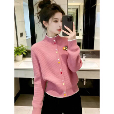 批发韩系半高领<b class='q'>针织</b>衫毛衣外套女2026新款早秋独特绝美巨好看开衫上衣