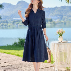 批发<b class='q'>高端</b>气质长袖<b class='q'>连衣裙</b>女2026春季新款超好看翻领波点裙纯棉漂亮裙子