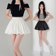 批发实拍白色缎面蓬蓬花苞裙女2026春<b class='q'>夏</b>高腰显瘦云朵裙好看辣妹短裙子