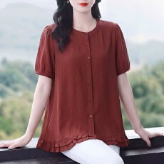 批发<b class='q'>大码</b><b class='q'>女装</b>胖mm时髦圆领花边洋气T恤衫衬衫遮肉显瘦独特漂亮<b class='q'>上衣</b>女