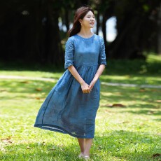 批发<b class='q'>夏</b>季新款轻薄透气飘逸仙美显白显瘦文艺刺绣棉麻连衣裙