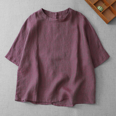 批发3908<b class='q'>实拍</b>上衣高级感棉麻短袖<b class='q'>t</b><b class='q'>恤</b>宽松小众文艺复古清凉小衫夏