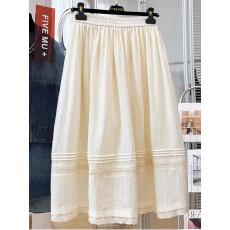 批发3919*2026新款韩系镂空花边松紧腰加内衬半身裙女夏过膝长裙A字裙