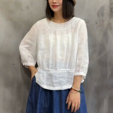 批发夏季新款文艺小清棉麻衬衫圆领设计感小格子减龄衬衣女