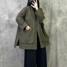 批发4031原创复古V领风衣外套2026秋新款休闲百搭宽松大码高级感上衣