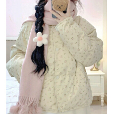 批发韩系田园风小碎花羽绒棉<b class='q'>服</b>女2024新款立领小个子棉衣面包<b class='q'>服</b>冬外套