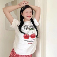 批发官图 纯棉-220克100%棉 2026年春夏装短袖T恤女韩版印花