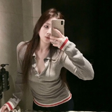 批发韩系撞色拼接长袖针织打底衫女2026年春新款纽扣Polo翻领修身上衣