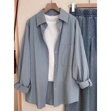 批发纯棉韩版叠穿防晒<b class='q'>衬衫</b>女薄款外穿宽松遮肉显瘦<b class='q'>衬衣</b>开衫长袖上衣