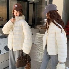 批发小个子轻薄排骨羽绒服女连帽<b class='q'>短</b>款韩版保暖棉服外套宽松棉服