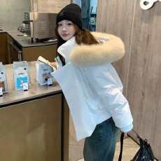 批发2026新款超好看连帽大毛领大门襟羽绒棉服女短款保暖冬季外套女