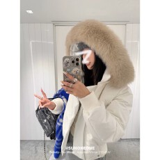 批发2026新款超好看连帽大毛领大门襟羽绒棉服女短款保暖冬季外套女