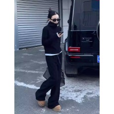 批发官图 华棉刷毛 薄款/加绒 立领开衫卫衣女+长裤两件套装