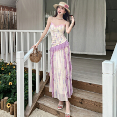 批发2026夏季新款气质性感温柔网纱裙小众轻奢设计修身显瘦吊带连衣裙