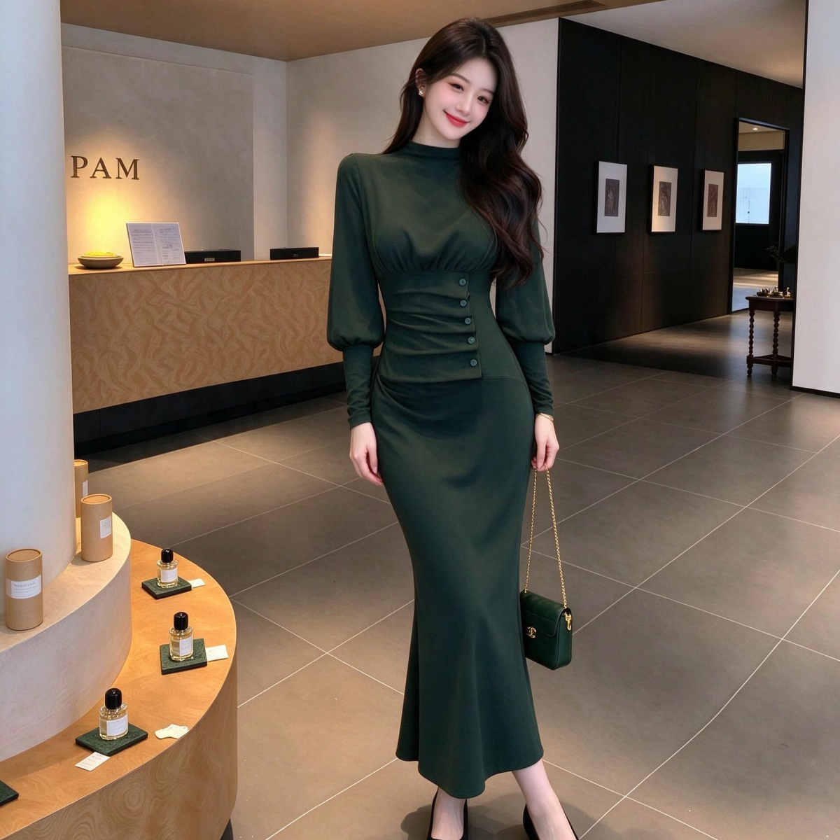 秋冬新款法式赫本风设计感假两件磨毛长袖连衣裙打底裙 服裝批發女裝批發服飾貨源