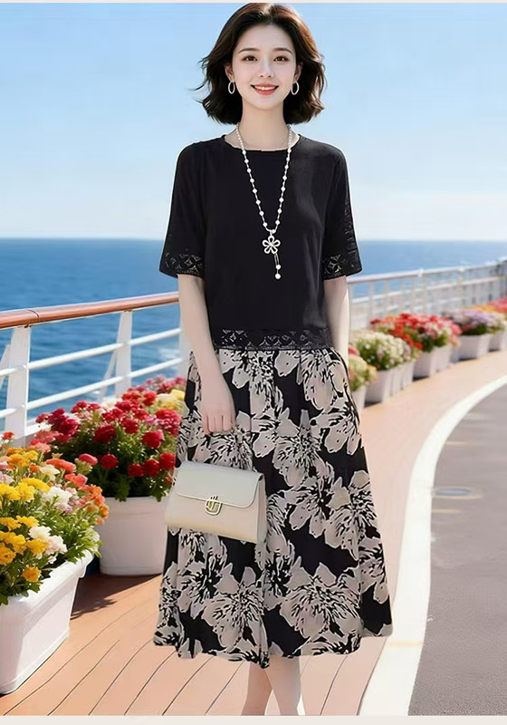 외국 가스 레이스 패션 맨위 패션 프린트 반신 치마 세트