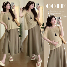 实拍简约2件套大码休闲套装孕妇装