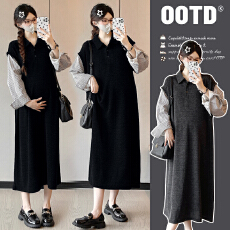 批发实拍简约拼接假2件套大码休闲孕妇装