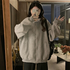 批发实拍 重磅开衫<b class='q'>卫衣</b>男女款潮牌2025春秋连帽美式休闲夹克外套女