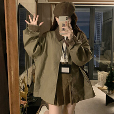 批发实拍 女装休闲拉链短茄克外套男装巴恩风翻领夹克<b class='q'>情侣</b><b class='q'>工装</b>外套潮
