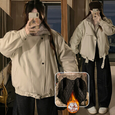 批发实拍翻领机车服座山雕棉衣外套女冬2025新款加厚保暖宽松夹克上衣