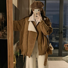 批发实拍羊羔毛外套女2025新款冬季皮毛一体加绒加厚<b class='q'>机车</b>服女夹克上衣