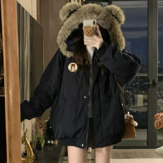 批发实拍 趣味小熊学生毛领棉服女2025款秋冬季加厚保暖<b class='q'>棉衣</b>外套<b class='q'>男</b>女