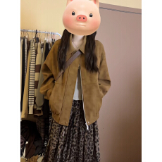 批发复古麂皮夹克女2026春季美式宽松翻领休闲百搭外套上衣高级外衣