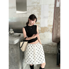 批发实拍 复古波点~<b class='q'>蕾丝</b>腰头~缎面感双绉短款半身裙2026夏季新款潮