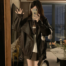 批发实拍 咖色皮衣外套女2026<b class='q'>新款</b>秋季酷飒风独特超好看机车复古<b class='q'>夹克</b>