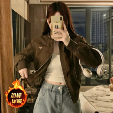 批发实拍 美式立领夹棉夹克外套20266秋冬新款棉衣棉服<b class='q'>情侣</b><b class='q'>款</b>女装