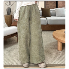 批发非实拍#2025新款提花新款文艺休闲阔腿显瘦高腰直筒长<b class='q'>裤</b>棉<b class='q'>裤</b>