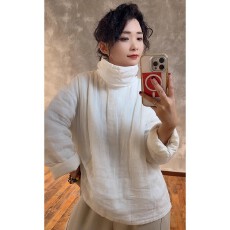 批发非实拍#2025冬季<b class='q'>亚麻</b>设计款堆堆领纯色简约宽松显瘦加棉棉衣