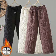 批发实拍#2025新款菱格轻薄羽绒棉裤外穿夹棉加厚保暖羽绒棉阔腿裤