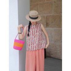 批发非实拍# 2026新款宽松亚麻小圆领无袖背心荷叶边拼接阔腿<b class='q'>裤</b><b class='q'>套装</b>