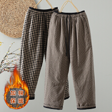 批发实拍#2026新款格子显瘦休闲<b class='q'>裤</b>松紧腰夹棉保暖棉<b class='q'>裤</b>百搭<b class='q'>哈伦</b><b class='q'>裤</b>
