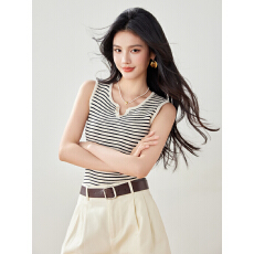 批发实拍新款春夏<b class='q'>针织衫</b>条纹背心<b class='q'>女</b>打底内搭半开领短款修身显瘦<b class='q'>女</b>