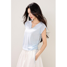 批发实拍新款夏天冰丝针织衫女<b class='q'>薄</b>款短袖V领抽绳系带显瘦纯色短款上衣