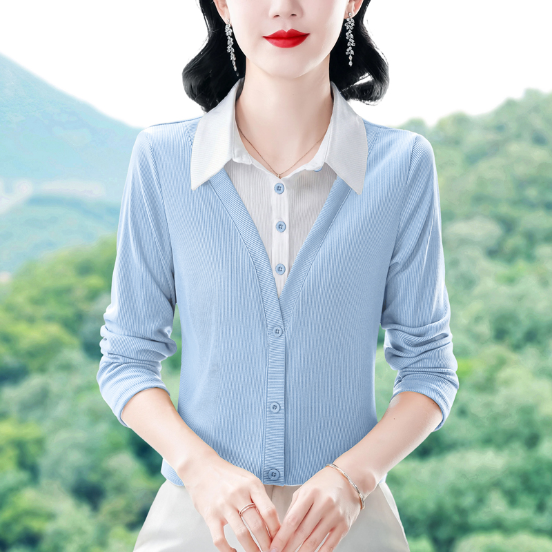 2026 봄 가을 품격 슬림해 보이는 다용도 일반 얇은 스타일 루즈핏 셔츠 맨위 긴팔 페이크 레이어드