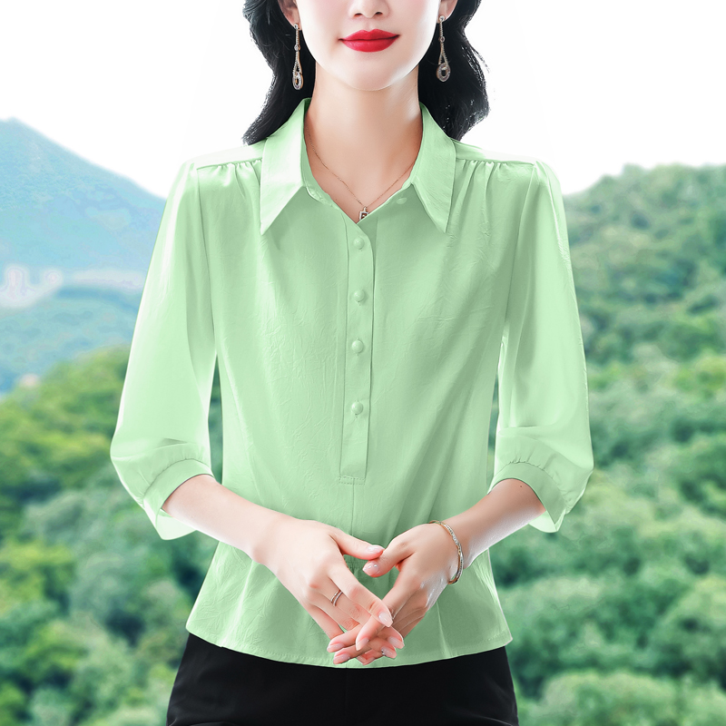실사 여름 새로운 패션 중간 소매 루즈핏 품격 연령 감소 슬림해 보이는 디자인 센스 외국 가스 풀오버 셔츠 맨위 여성