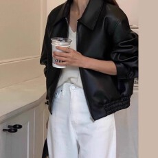 批发短款黑色<b class='q'>皮衣</b>外套女2025年春秋新款酷飒风小个子爆款机车气质复古