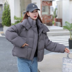 批发白鸭绒2025<b class='q'>冬</b>季新款韩版羽绒服女小个子保暖面包服外套百搭短款